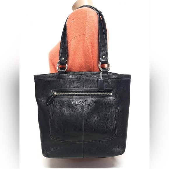 COACH PENELOPE BLACK PEBBLED LEATHER TOTE SHOULDER HANDBAG F14683 NWOT - Picture 1 of 10